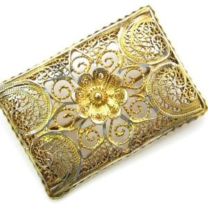 925 Flower Filigree Brooch or Fabulous Pendant